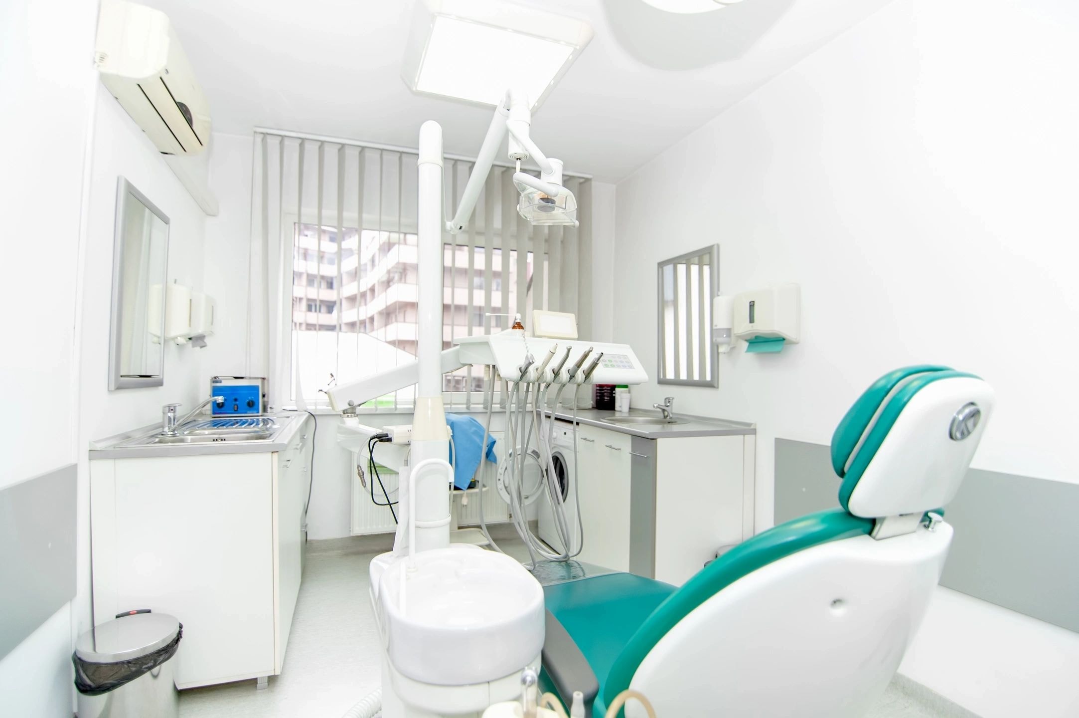 Modern dental office interior with dental chair